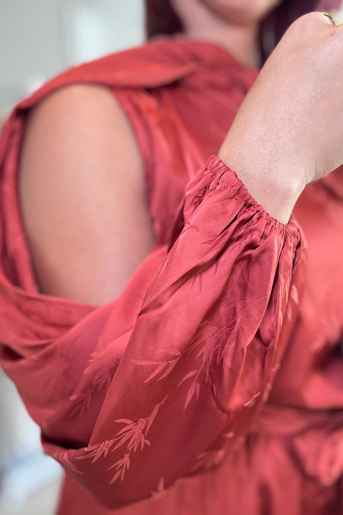 Satin rust midi dress