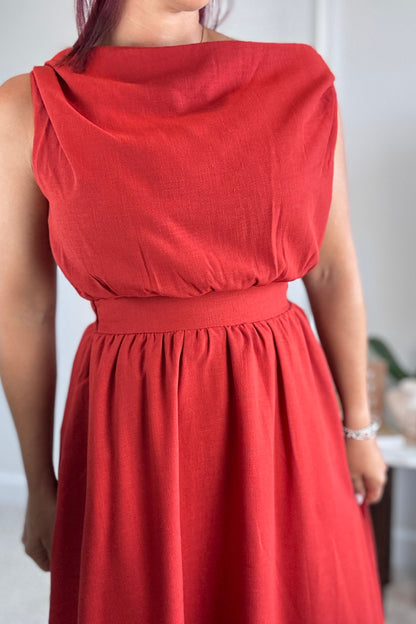 Asymmetrical Neckline A-Line Dress