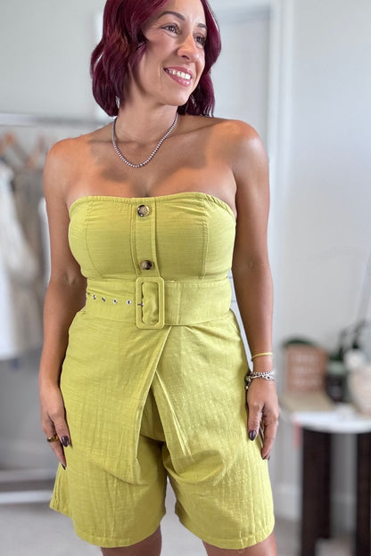 Strapless bermuda romper