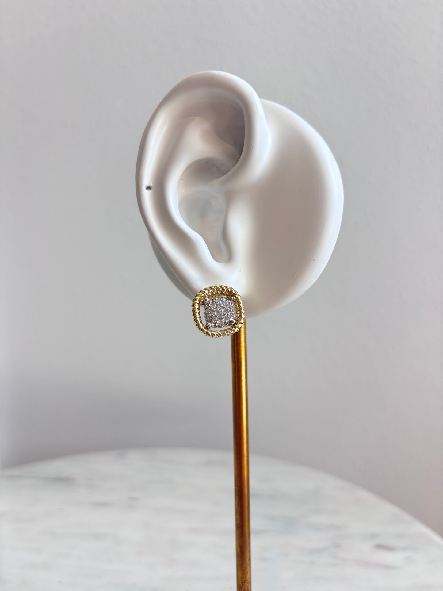 FE SQUIRCLE TWISTED DOUBLE LINE CZ POST EARRINGS – ELEGANT EVERYDAY EARRINGS