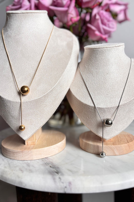 SNAKE CHAIN BALL NECKLACE 18K GOLD STAINLESS STEEL