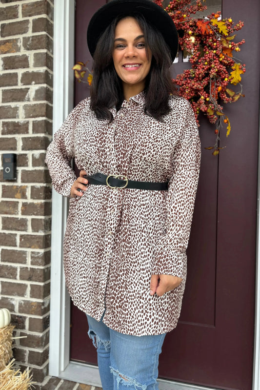 LEOPARD SHIRT DRESS