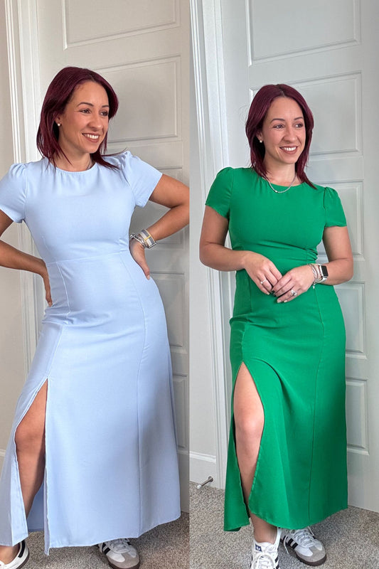 Kelly Green & Baby Blue Midi Dress