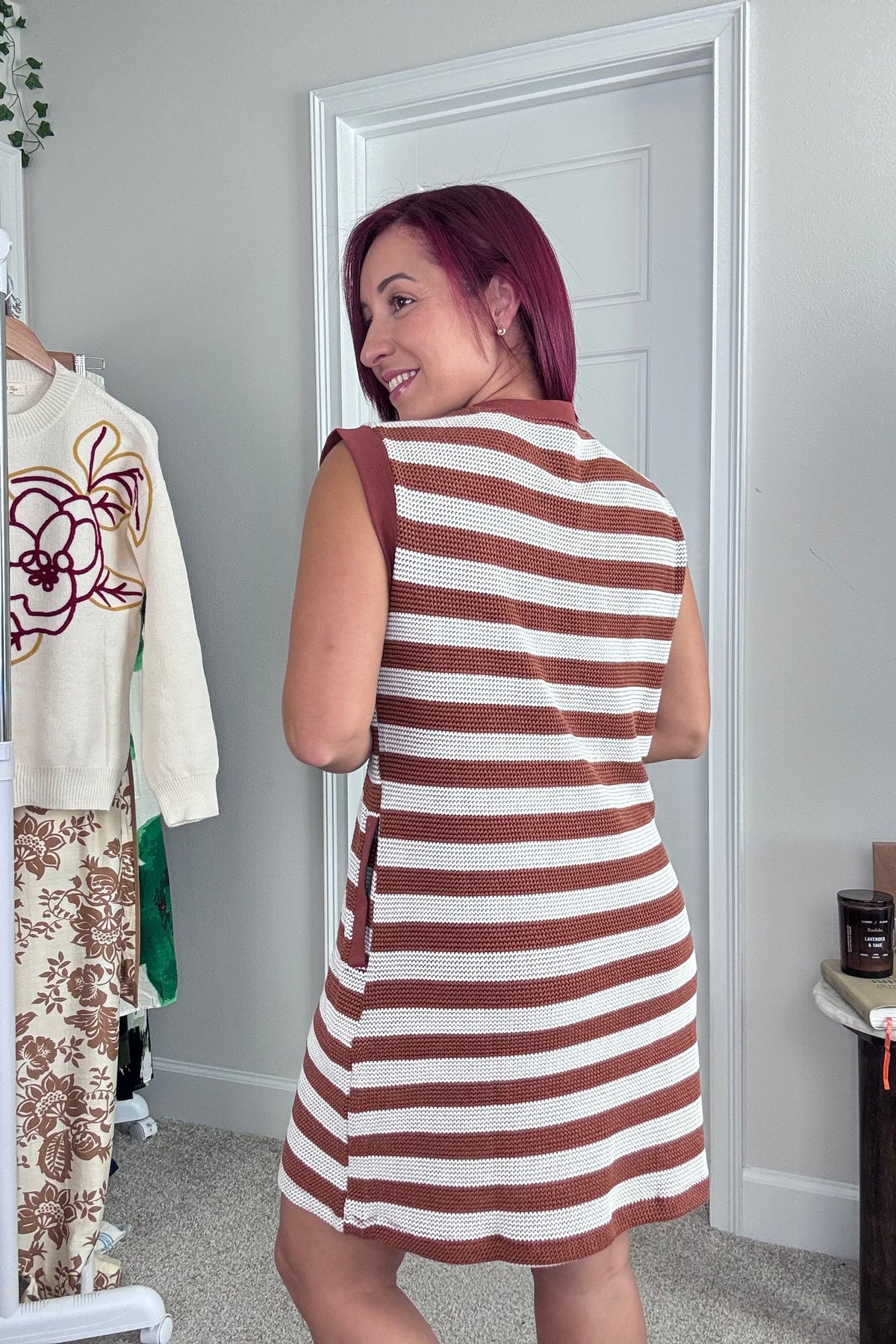 STRIPED MINI DRESS W/ POCKETS AND CONTRAST BANDS