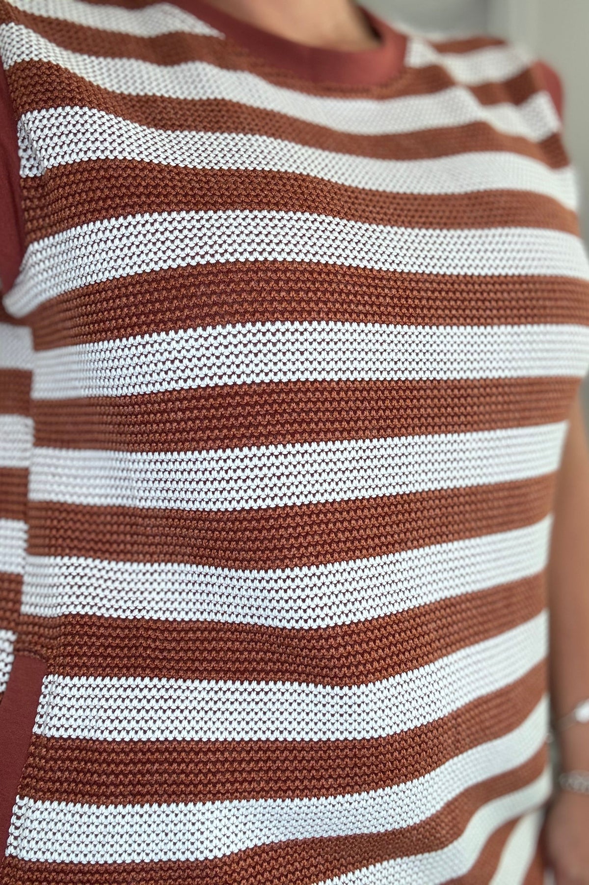STRIPED MINI DRESS W/ POCKETS AND CONTRAST BANDS