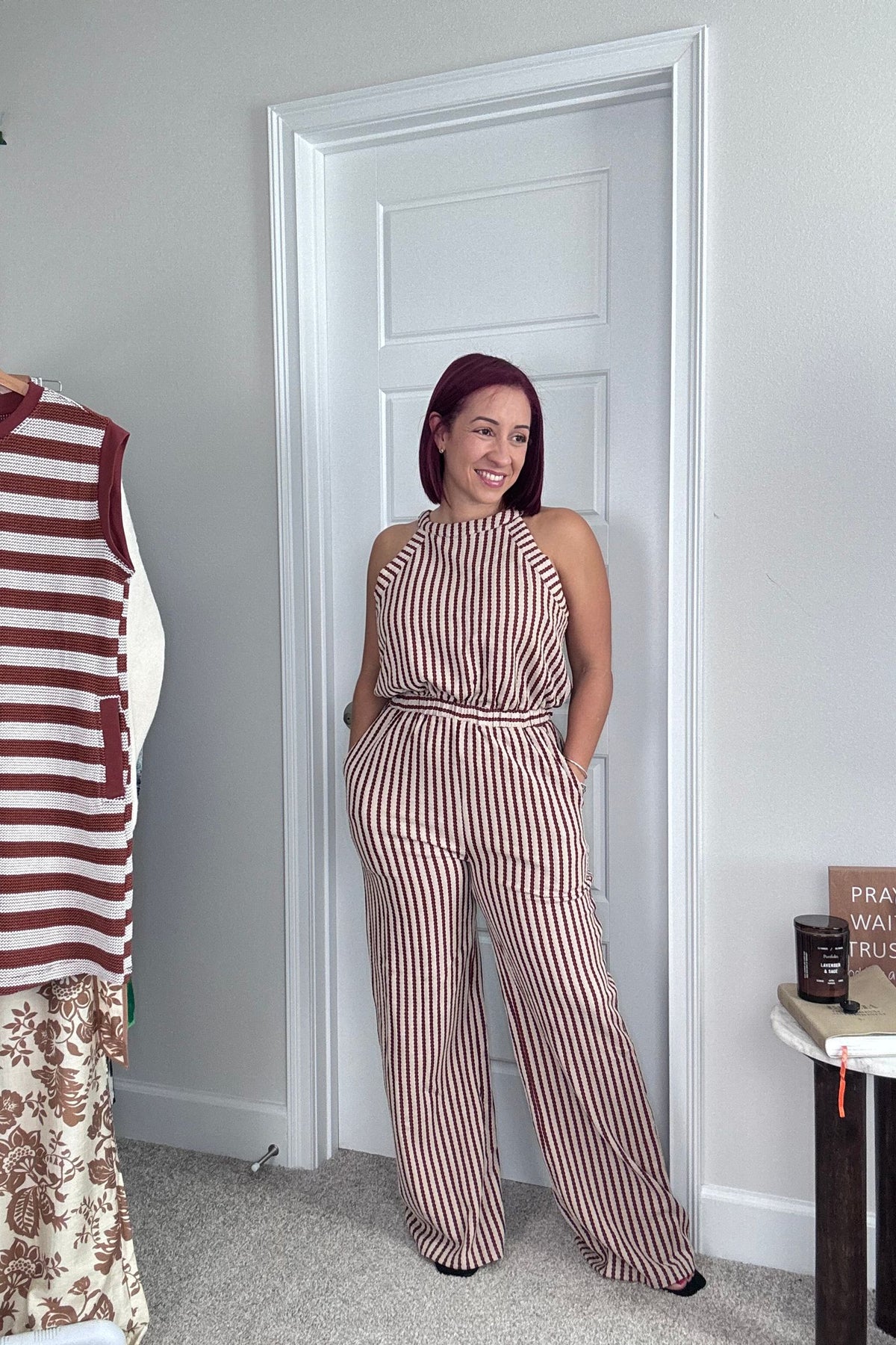 STRIPE JACQUARD JUMPSUIT