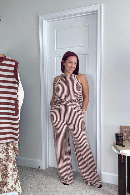 STRIPE JACQUARD JUMPSUIT