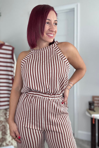 STRIPE JACQUARD JUMPSUIT