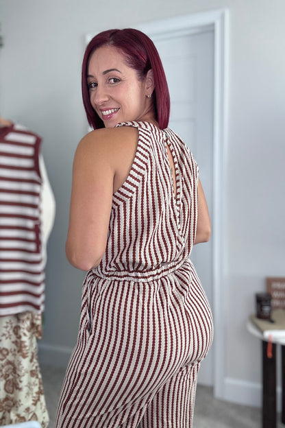 STRIPE JACQUARD JUMPSUIT