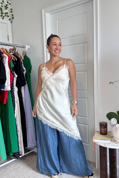 Ivory Asymmetric Lace top