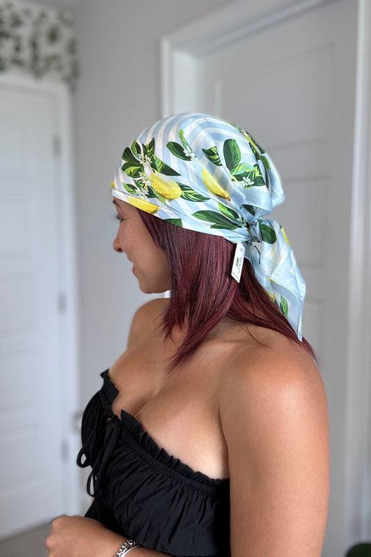 Lemons Stripe Silk Scarf
