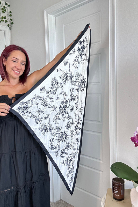 Vintage Floral Silk Triangle Scarf