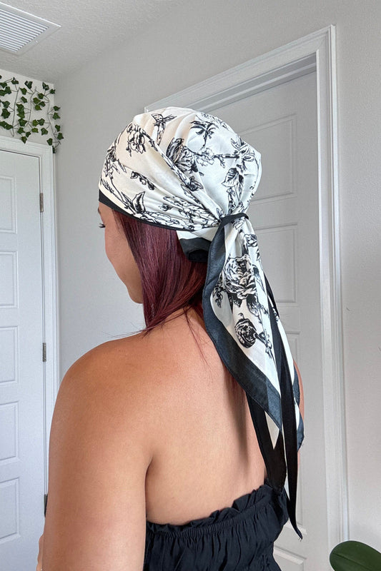 Vintage Floral Silk Triangle Scarf