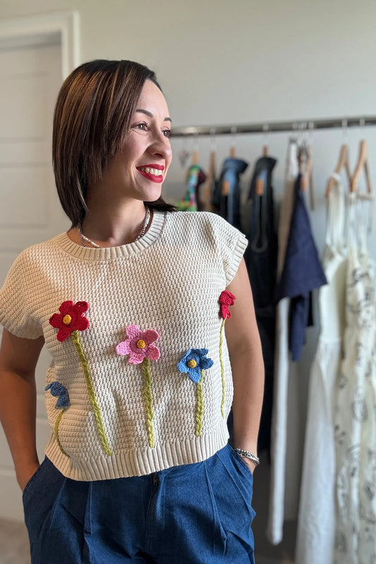 FLOWER CROCHET BLOUSE